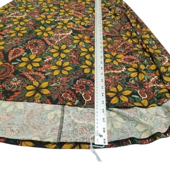 Lularoe Floral‎ Swing Dress XXS Short Sleeve High-Low Black Yellow Red Stretch - Picture 7 of 7